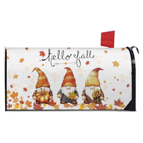 Zifmrtrwn Fall Mailbox Covers Autumn Gnome Letter Box Cove Magnetic Waterproof Mail Wraps for Outdoor Yard Garden Oversized Fall Mailbox Decor-21 x18