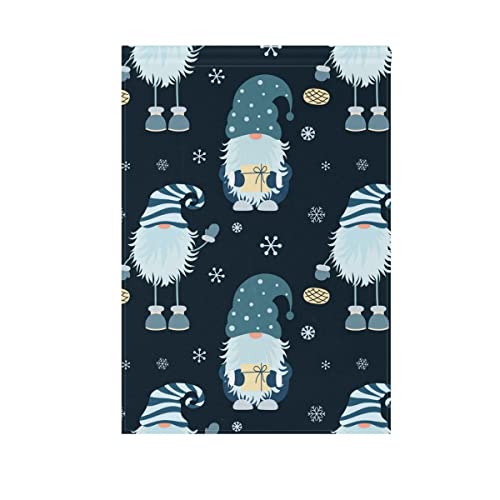 Christmas Gnome Snowflakes Blue Double Sided Large Garden Flag for Outside Yard Decor 28 x 40 Inch