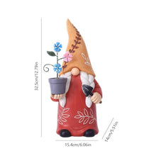 Load image into Gallery viewer, Solar Gnome, Creative Garden Gnome Dwarf Holding Flower Pot, Resin Decorative Solar Light Sculpture Gnomes Outdoor Faceless Doll for Patio, Lawn, Yard, and Doorway, 6.06x5.51x12.79 Inches
