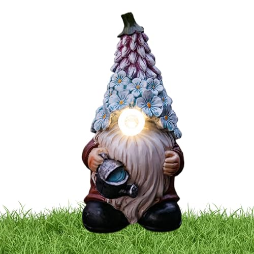 Solar-Powered Gnome Statues, Funny Garden Gnome Figurines, Resin Craft Gnome Figurines, Garden Solar Light Gnome Outdoor Solar Gnome Whimsical Lawn Ornaments 7.48x3.54x3.54 inches for House and