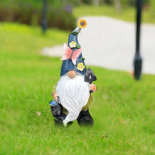 Load image into Gallery viewer, Gnome Garden Statue | Resin Gnome Figurine Dwarf Sculpture,Waterproof Dwarf Figurine with Solar LED Lights for Backyard Lawn Patio Porch Outside
