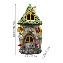 Load image into Gallery viewer, Solar Light Fairy Garden House, Solar Garden House Figurines, Backyard Halloween Decoration, Outdoor Statues, Outdoor, Lawn Ornaments for Home and Outdoor Decor
