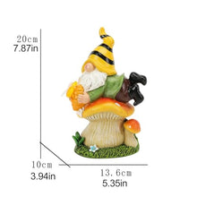 Load image into Gallery viewer, Solar Garden Statue, Gnome Figurine, Garden Ornaments, Outdoor Solar Lights, Resin Mushroom Gnome Statue with Honey Jar, Weatherproof Garden Figurine, 13.6x10x20 cm for Patio, Lawn, and Yard Decor
