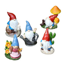 Load image into Gallery viewer, YUGSHNKFC 5Pieces Resins Gnomes Elves Dwarf Miniature Figurines Ornaments For Garden Landscape And Flowerbed Plant Pots Decoration
