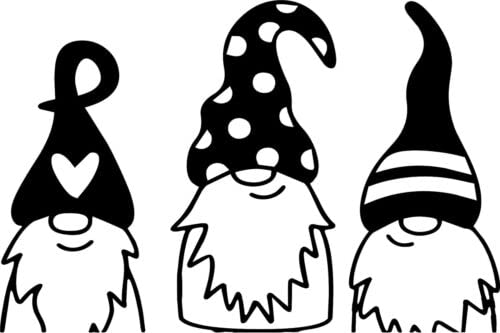 3 Gnomes Gonks Vinyl Decal Sticker for Car/Window/Wall (Black Gloss)