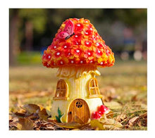 Load image into Gallery viewer, MeritMode Fairy Garden House Mushroom with Solar LED Light - Resin Fairy Garden Accessories, Waterproof Outdoor Light Statue Tiny House, Perfect for Lawn, Balcony, Yard Decor, 7&quot; H
