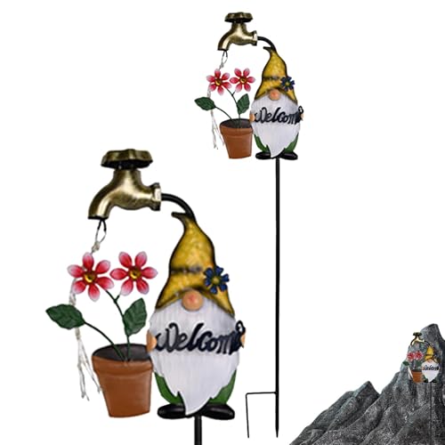 Solar Stake Lights Outdoor, Solar Garden Light Gnome, Christmas Garden Yard Art, Outdoor Decor Faucet Twinkling, Waterproof LED Landscape Lighting, Winter Yard Lawn Decor