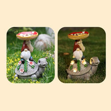 Load image into Gallery viewer, Garden Turtle Sculpture, Outdoor Lawn Ornament, Solar Turtle Decor, Solar Resin Figurine, Decorative Garden Light, Solar Turtle Feeder, Solar Powered Gnome, Outdoor Yard Decor, Turtle Statue Feeder, S
