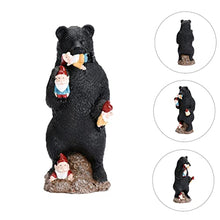 Load image into Gallery viewer, Happyyami Black Bear Statue Garden Gnome Decoration Durable Lawn Art Sculpture for Outdoor Patio Fun Bear Figurine for Garden Decor Bright Colors for Festivals and Parties
