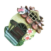 Load image into Gallery viewer, Toyvian 2 pcs Solar Powered Creative House Micro Landscape Ornament for Garden Outdoor Decor Unique Resin Glowing Adornment for Porch and Pathway Lighting
