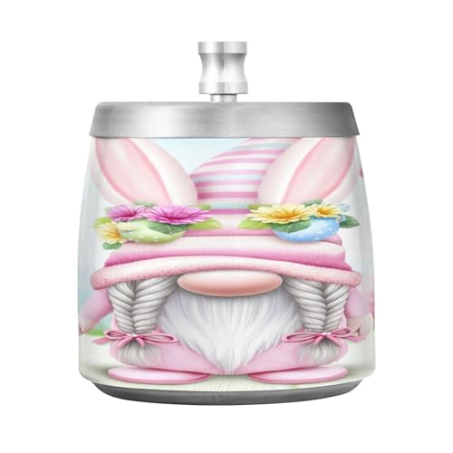 Cute Easter Rabbit Gnome Cigarette Butt Ash Tray, Smoke Free Ashtray Cup, Home Ashtrays with Lid