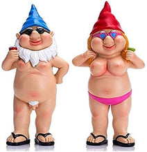 Load image into Gallery viewer, Garden Gnome, Statue Peeing Gnome, Naughty Garden Gnome, Funny Naked Gnome, Resin Garden Gnomes, Male Female Nude Gnomes Goblin-Art Decoration, Lawn Ornaments Indoor or Outdoor Garden (man and woman)
