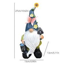 Load image into Gallery viewer, Resin Gnome Statue - Solar Gnomes Decorations | Waterproof Dwarf Figurine with Solar LED Lights for Backyard Lawn Patio Porch Outside
