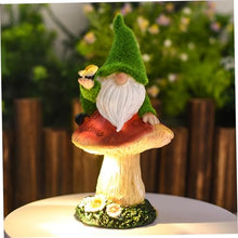 Load image into Gallery viewer, Hbbgdiy Waterproof Resin Solar Garden Gnome Decoration, Funny Garden Gnomes Climbing on Mushroom Statue, Outdoor Patio Lawn Yard Ornament Gift
