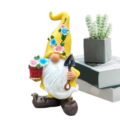 Garden Gnomes Statues, Solar Gnomes Decorations, Dwarf Sculptures with LED Light for Landscape Yard Lawn Backyard Patio Porch