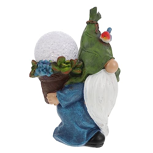 Happyyami Solar Garden Lights Resin Gnome Decor Outdoor Landscape Gnome Fairy Garden Accessories for Driveways Lawns