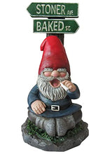 Load image into Gallery viewer, World of Wonders Take The High Road Gnome Sign | Porch Decoration Garden Gnome Statue | Stoner Ave. Baked St Novelty Garden Patio Funny Decor - 7&quot;
