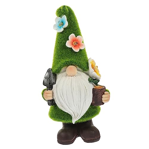 Happyyami Christmas Garden Gnome Lamp Resin Gnome Figurine Outdoor Solar Light Decor for Garden and Patio Festive Holiday Ornament for Family and Friends