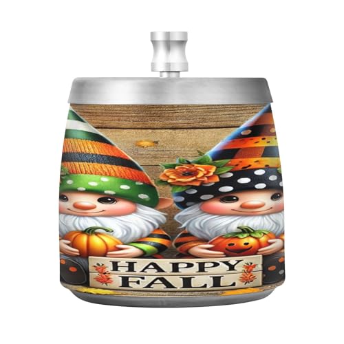 Fall Gnomes Wooden Smoking Cup Ashtray, Ashtrays for Cigarettes with Lid, Home Ashtray