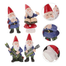 Load image into Gallery viewer, Ciieeo 4pcs Miniature Gnome Music Band Sculpture Set Creative Desktop Gnome Dolls for Home Decor Christmas Style Garden Ornaments for Outdoor Patio and Decoration
