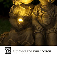 Load image into Gallery viewer, PacuM Angel Sculpture with Flower Solar Lights Boy and Girl Statue Garden Indoor Outdoor Waterproof Resin Ornament Lamp for Outside Fairy Lawn Flowerbed
