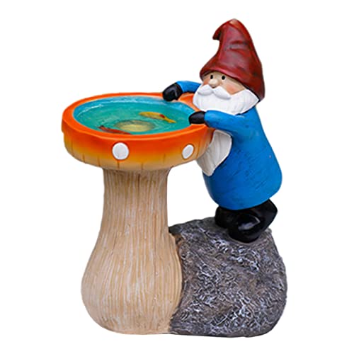 Toyvian Cartoon Solar Garden Gnome Figurine Funny Resin Craft Ornament with LED Light Outdoor Decorative Statue for Lawn and Patio Unique Solar Powered Garden Decor