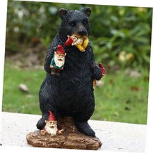 Load image into Gallery viewer, SUPVOX 1Pc Bear Eating Gnome Figurine Lifelike Black Bear Statue for Outdoor Garden Decoration Patio Art Sculpture for Courtyards Lawns and Terraces Year Home Decor
