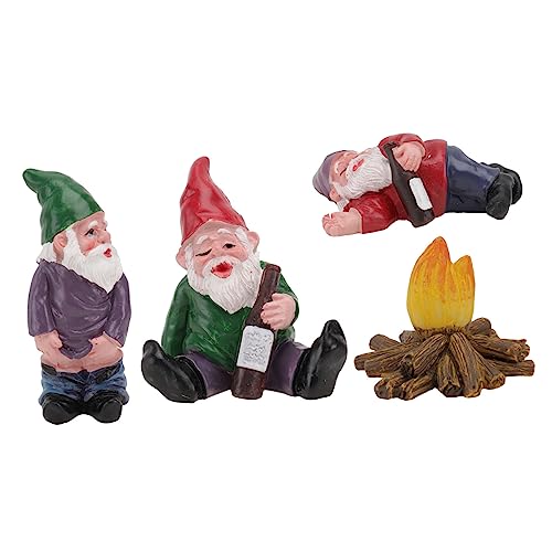 POPETPOP 4pcs Miniature Resin Dwarfs Small Dwarf Garden Decor Personality Garden Ornaments Micro Landscape Adornment Perfect Present for Friends Families