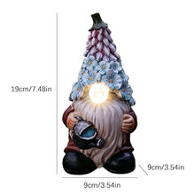 Load image into Gallery viewer, Solar-Powered Gnome Statues, Funny Garden Gnome Figurines, Resin Craft Gnome Figurines, Garden Solar Light Gnome Outdoor Solar Gnome Whimsical Lawn Ornaments 7.48x3.54x3.54 inches for House and

