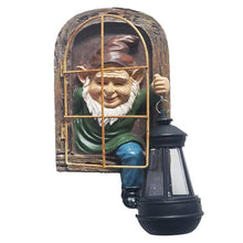 Load image into Gallery viewer, Hbbgdiy Solar Fairy Garden Gnomes Whimsical Elf Tree Face Figurines with Solar Lights for Fence Patio Yard Wall Decor, Outdoor Garden Accessories Housewarming Gift
