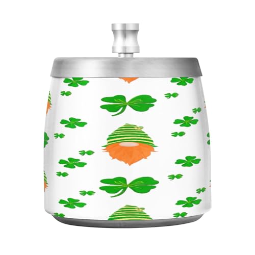 Cute Gnomes Green Shamrock Ash Tray Women, Stainless Steel Cigar Ashtray, Ash Trays Indoor