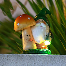 Load image into Gallery viewer, Garden Statue Outdoor Gnomes Holding Mushroom Figurine Built-in Solar Light Sculpture Decor For Patio Yard Solar Garden Gnomes Outdoor
