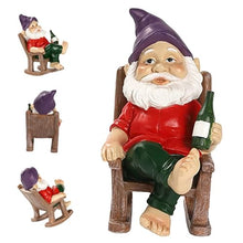Load image into Gallery viewer, MOUNTTU Funny Garden Gnomes Decoration Statue Resin Rocking Chair Dwarf Ornament Mini Garden Gnome Statue Ornaments #·
