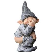 Load image into Gallery viewer, Iouyjiu Funny Design Garden Decorations, Resin Garden Ornaments Outdoor, Cute Yard Gnome Statues, Small Outdoor Gnome Figurines 9x9x15cm for Garden, Yard, Patio, Outdoors, Gray Color

