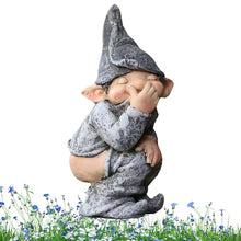 Load image into Gallery viewer, Iouyjiu Funny Design Garden Decorations, Resin Garden Ornaments Outdoor, Cute Yard Gnome Statues, Small Outdoor Gnome Figurines 9x9x15cm for Garden, Yard, Patio, Outdoors, Gray Color
