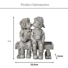 Load image into Gallery viewer, PacuM Angel Sculpture with Flower Solar Lights Boy and Girl Statue Garden Indoor Outdoor Waterproof Resin Ornament Lamp for Outside Fairy Lawn Flowerbed
