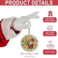 Load image into Gallery viewer, Christmas Ornaments Decorations - 3.6 in Acrylic Two Sided Printing (Let&#39;s Get Lit Gnome Weed Leaf 2 - Cannabis Leaf and Gnome Smoking Friend Gifts Ideas)
