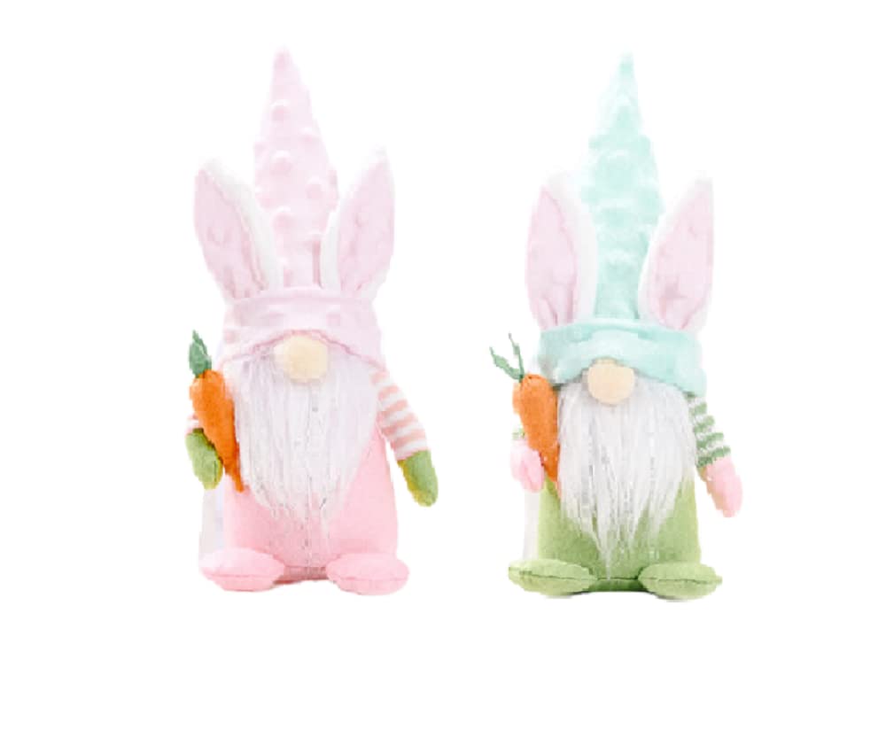 Sly Sippy Easter Gonk Gnomes Ornaments | 2 Pack Easter Rabbit Bunny Plush Doll Toys | Handmade Spring Gonks Gnomes Easter Egg Home Easter Decorations Gifts | Easter Bunny Decorations -Green and Pink