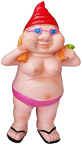 Garden Gnome, Statue Peeing Gnome, Naughty Garden Gnome, Funny Naked Gnome, Resin Garden Gnomes, Male Female Nude Gnomes Goblin-Art Decoration, Lawn Ornaments Indoor or Outdoor Garden Ornament (woman)
