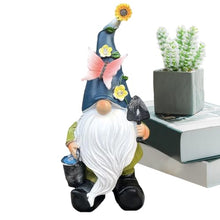 Load image into Gallery viewer, Gnome Garden Statue | Resin Gnome Figurine Dwarf Sculpture,Waterproof Dwarf Figurine with Solar LED Lights for Backyard Lawn Patio Porch Outside

