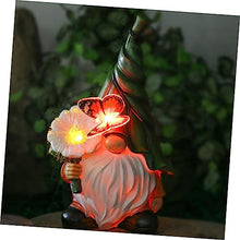 Load image into Gallery viewer, Happyyami 1pc Solar Powered Gnome Resin Figurine Decoration Elegant Garden Landscape Light for Home Decor Patio Lawn and Balcony Weatherproof Outdoor Ornament
