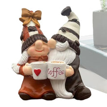 Load image into Gallery viewer, mivceklw Romantic Design Miniature Dwarf Figurines Resin Couple Gnome Statue Sturdy Coffee Gnome Decor Decorative Couple Figurines 10x5x12cm for Home, Indoor, Garden, Outdoor, Multicolor
