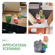Load image into Gallery viewer, SUPVOX Creative Fairy Gnome Resin Flower Pot Planter for Indoor and Outdoor Use Compact Decorative Succulent Container with Playful Garden Statue for Desks Shelves and Windowsills
