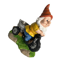 Load image into Gallery viewer, BESPORTBLE Gnome Statue Riding Tricycle Adorable Resin Dwarf Sculpture for Garden Patio and Home Decor Birthdays Anniversaries and Festivals
