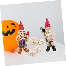 Load image into Gallery viewer, COSMEVIVI 1set Garden Gnome Skeleton Statue Resin Halloween Decoration for Outdoor and Indoor Use for Spooky Garden Micro-landscapes Gnome Figurine Lifelike Design Great for Halloween
