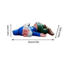 Load image into Gallery viewer, MOOCOCO Funny Drunk Gnome Statue, Garden Gnome Statues,Creative Dwarf Drunk Gnome Resin Sculpture Yard Lawn Patio Garden Decoration,for Outdoor Indoor Ornament Decor Novelty Gift (Blue)
