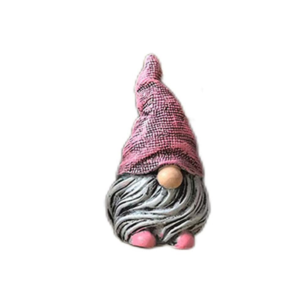 MOOCOCO Gnomes Ornament Resin Statues Mini Dwarf Figurine for Desk Outdoor Garden Patio Porch Lawn Home Decor Sculpture (Pink)