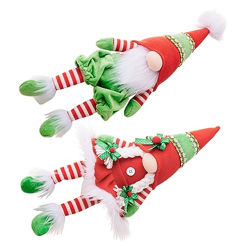 Ciieeo 2Pcs Delicate Gnome Doll Ornaments Christmas Gnome Decorations for Tabletop Centerpiece Style and Gonk Figurines for Holiday Decor