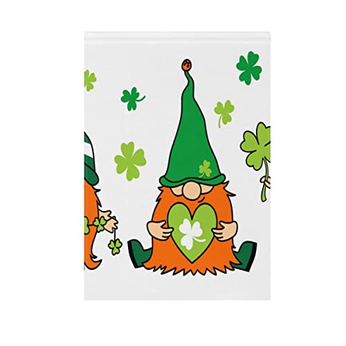 St Patricks Day Irish Gnomes Double Sided Large Garden Flag for Outside Yard Decor 28 x 40 Inch