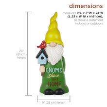 Load image into Gallery viewer, Alpine Corporation 24&quot; H Gnome Place Like Home Indoor/Outdoor Garden Gnome Statue, Green/Yellow
